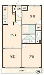 ロイヤルプラザ第2高砂 3DKの間取図画像