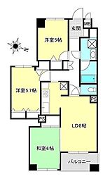 コスモ亀戸文花 3LDKの間取図画像