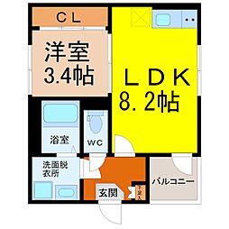 Soltercer鳴海 2階1LDKの間取り