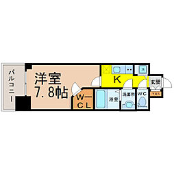 プレサンス栄ライズ 1Kの間取図画像
