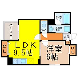 アルカサール 1LDKの間取図画像