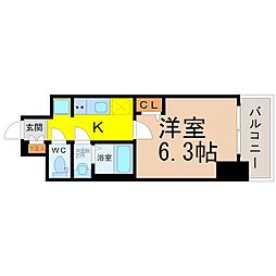 プレサンス新栄ユリシス 1Kの間取図画像