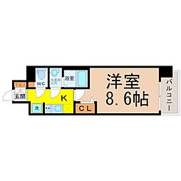 プレサンス大須観音ディオ 1Kの間取図画像