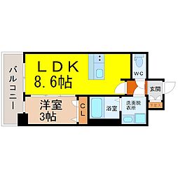 プレサンス太閤通ファシール 1LDKの間取図画像