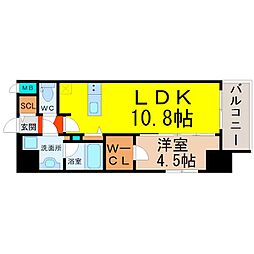 プレサンス新栄町ギャラント 1LDKの間取図画像