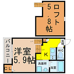 サンクチュアリ 1Kの間取図画像