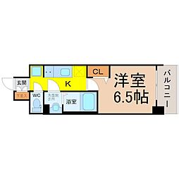 プレサンス伏見アーバンベース 1Kの間取図画像