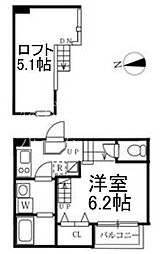 ハーモニーテラス並木 1Kの間取図画像