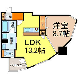 ドゥーエ上前津 1LDKの間取図画像
