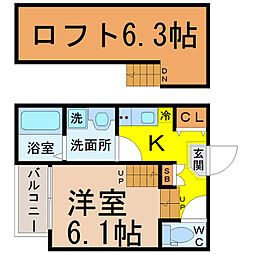 ニューストラーダ 1Kの間取図画像