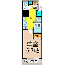 ライジングコート名古屋駅南 1Kの間取図画像