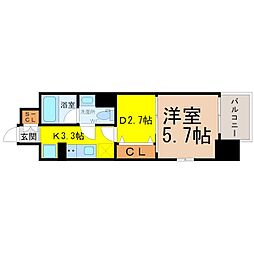 ブランシエスタ泉 1DKの間取図画像