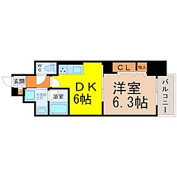 エスカルコート 1DKの間取図画像