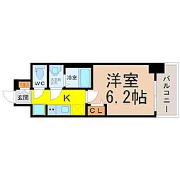 プレサンス新栄ユリシス 1Kの間取図画像