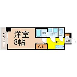 エスリード金山クラッシィ 1Kの間取図画像