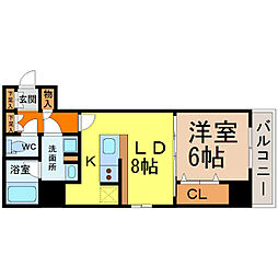 カスタリア栄 1LDKの間取図画像
