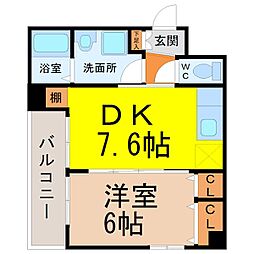 ガーディアン白金 1DKの間取図画像