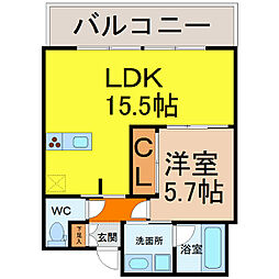 グラン・アベニュー西大須 1LDKの間取図画像