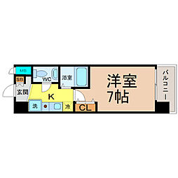 パークフラッツ金山 1Kの間取図画像
