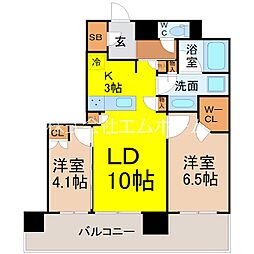 NAGOYAtheTOWER 2LDKの間取図画像