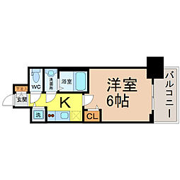 プレサンス錦プレミアム 1Kの間取図画像
