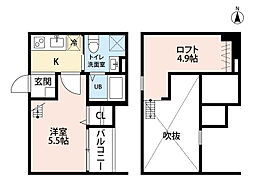 コンフォート鈍池 1Kの間取図画像
