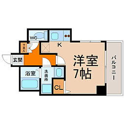 スクエアアパートメント ワンルームの間取図画像