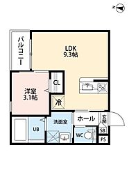 CRASTINE弥次ヱ町4丁目C 1LDKの間取図画像