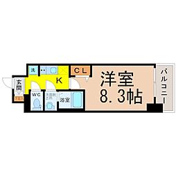 プレサンス大須観音ディオ 1Kの間取図画像