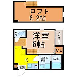 ハーモニーテラスアイランドヴィラ下飯田 1SKの間取図画像