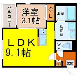 ハーモニーテラス平安通IV 1LDKの間取図画像