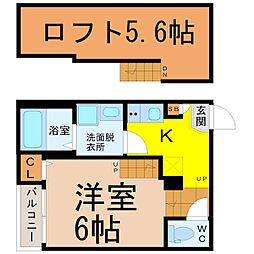 ハーモニーテラス靖国町3 1SKの間取図画像