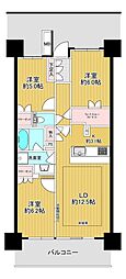 武蔵浦和SKY&GARDENスカイタワーC棟 3LDKの間取図画像