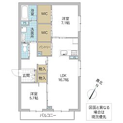 セルディーナ流星台 2LDKの間取図画像