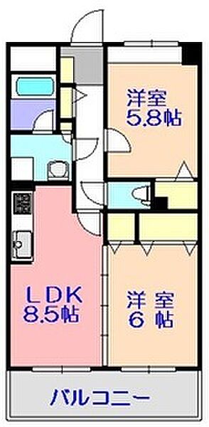 パークアベニュー自由ヶ丘 ｜福岡県宗像市自由ヶ丘2丁目(賃貸マンション2LDK・2階・49.50㎡)の写真 その2