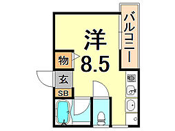 フィオーレ鷹取町 3階ワンルームの間取り