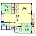 高倉台5-1団地13号棟5階4.9万円