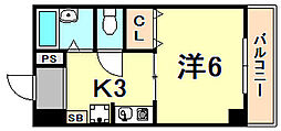 ラ・エソール 1Kの間取図画像