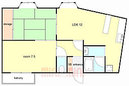 東洋ビル 2LDKの間取図画像