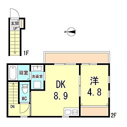 ＧＬＡハート明石 2階1DKの間取り