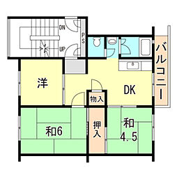 伊川谷団地3号棟 3DKの間取図画像