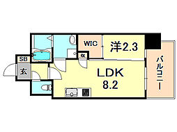 セレニテ三宮プリエ 8階1LDKの間取り