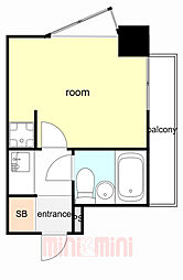 ライオンズマンション六甲道第2 1Kの間取図画像