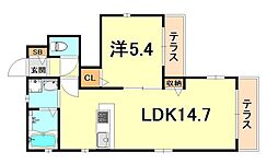 シャーメゾン高羽 1LDKの間取図画像