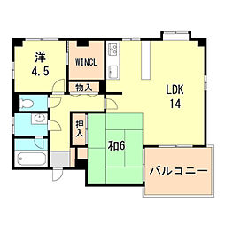 シュロス板宿 2LDKの間取図画像
