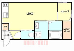 Leggero武庫川 1LDKの間取図画像