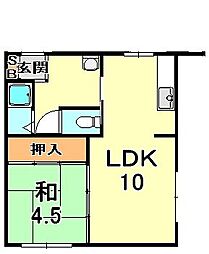 原田マンション 1LDKの間取図画像