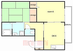 エクセレント西明石C 2DKの間取図画像