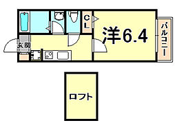 アルテールメゾン 1Kの間取図画像