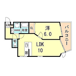 ライオンズマンション下山手 1LDKの間取図画像